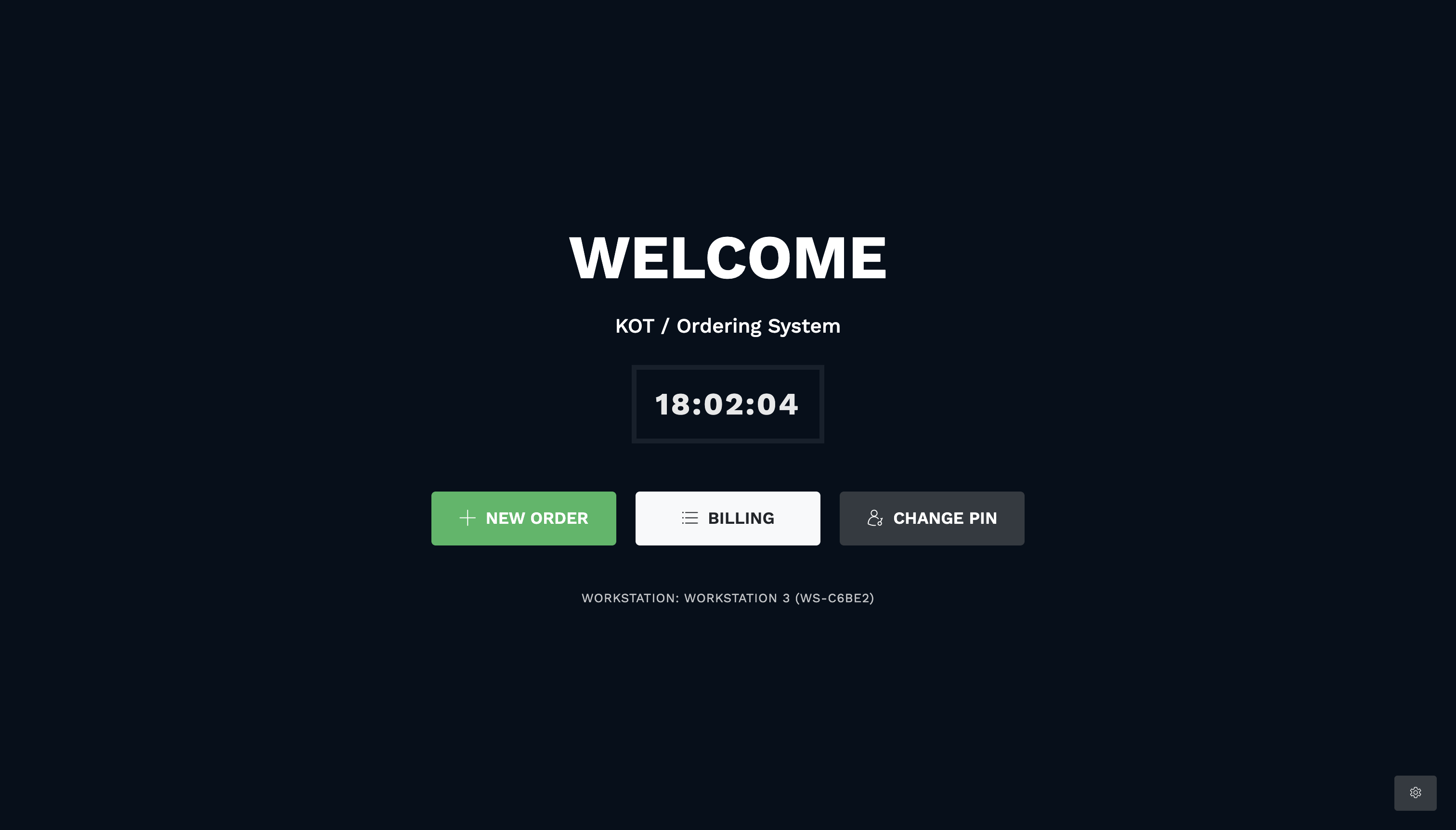 Waiter ordering start screen with NEW ORDER and BILLING